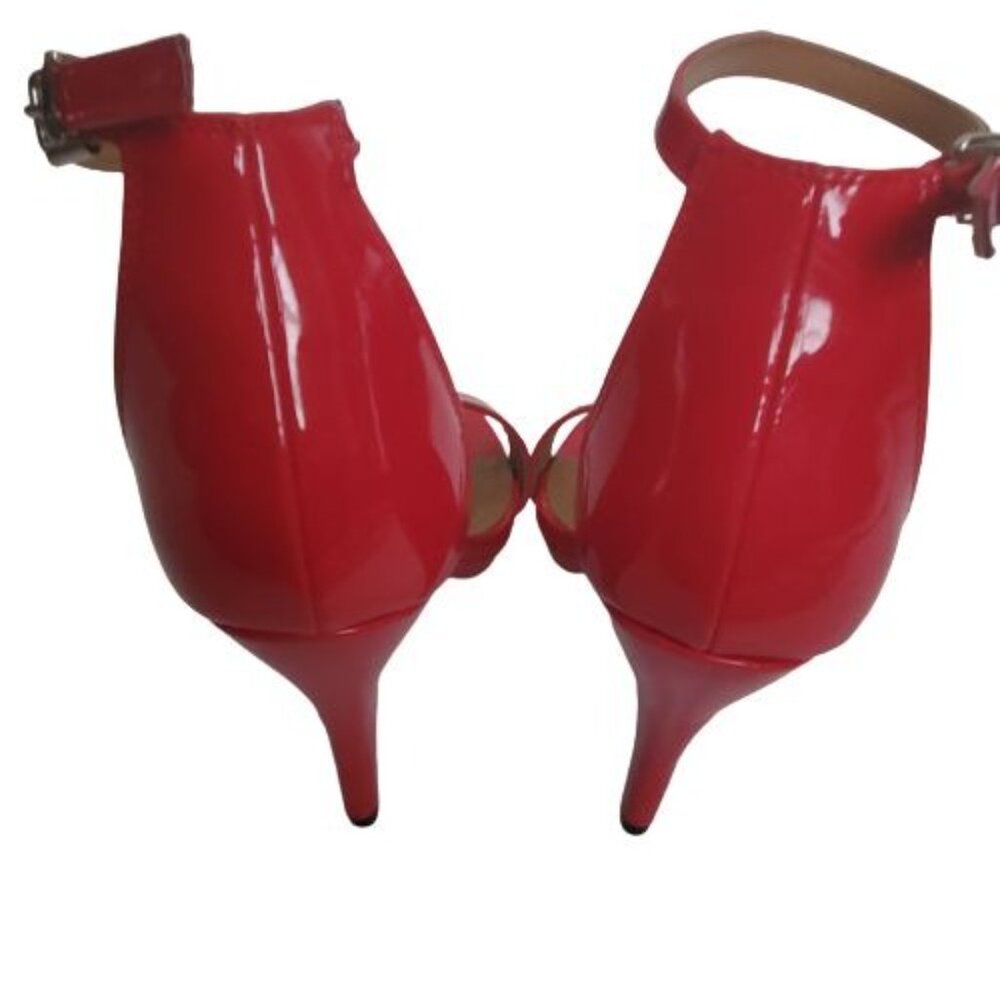 CM Women's Leather Ankle Strap Stiletto Heels Sandals Red‎ Size 9M - Picture 10 of 14